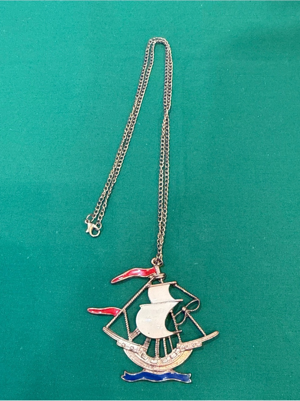 Goldtone Nautical Sailboat Necklace 58D